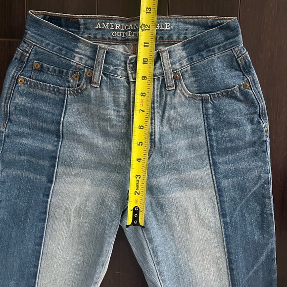 AMERICAN EAGLE Vintage Hi-Rise two-tone Jeans Button fly Chewed hem Rigid denim - Picture 5 of 8